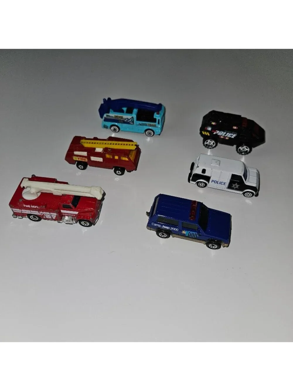 6 Emergency Rescue Vehicle Mixed Lot Fire Truck Police Car Matchbox Blaze Buster